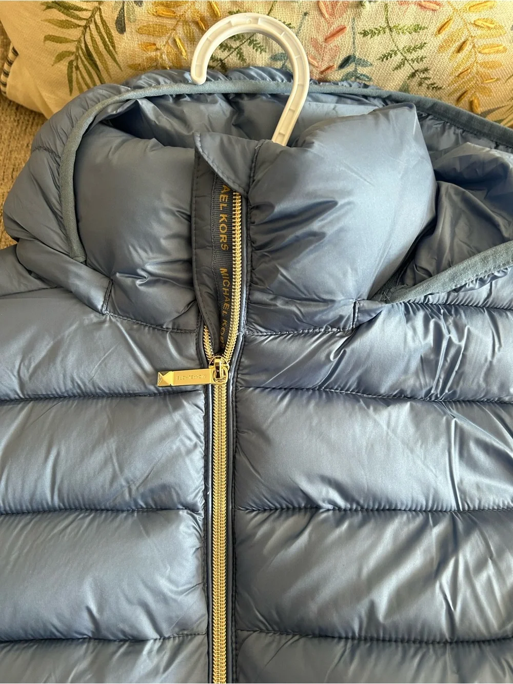 NWOT Michael Kors Blue Hooded Quilted Puffer Jacket